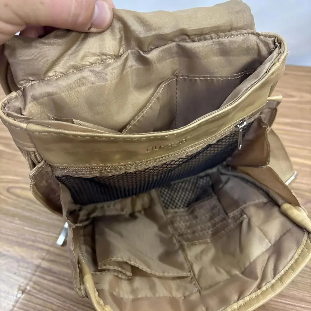 Vintage BUXTON Soft Leather Sling Bag Crossbody Handbag Organizer Tan - Picture 9 of 10